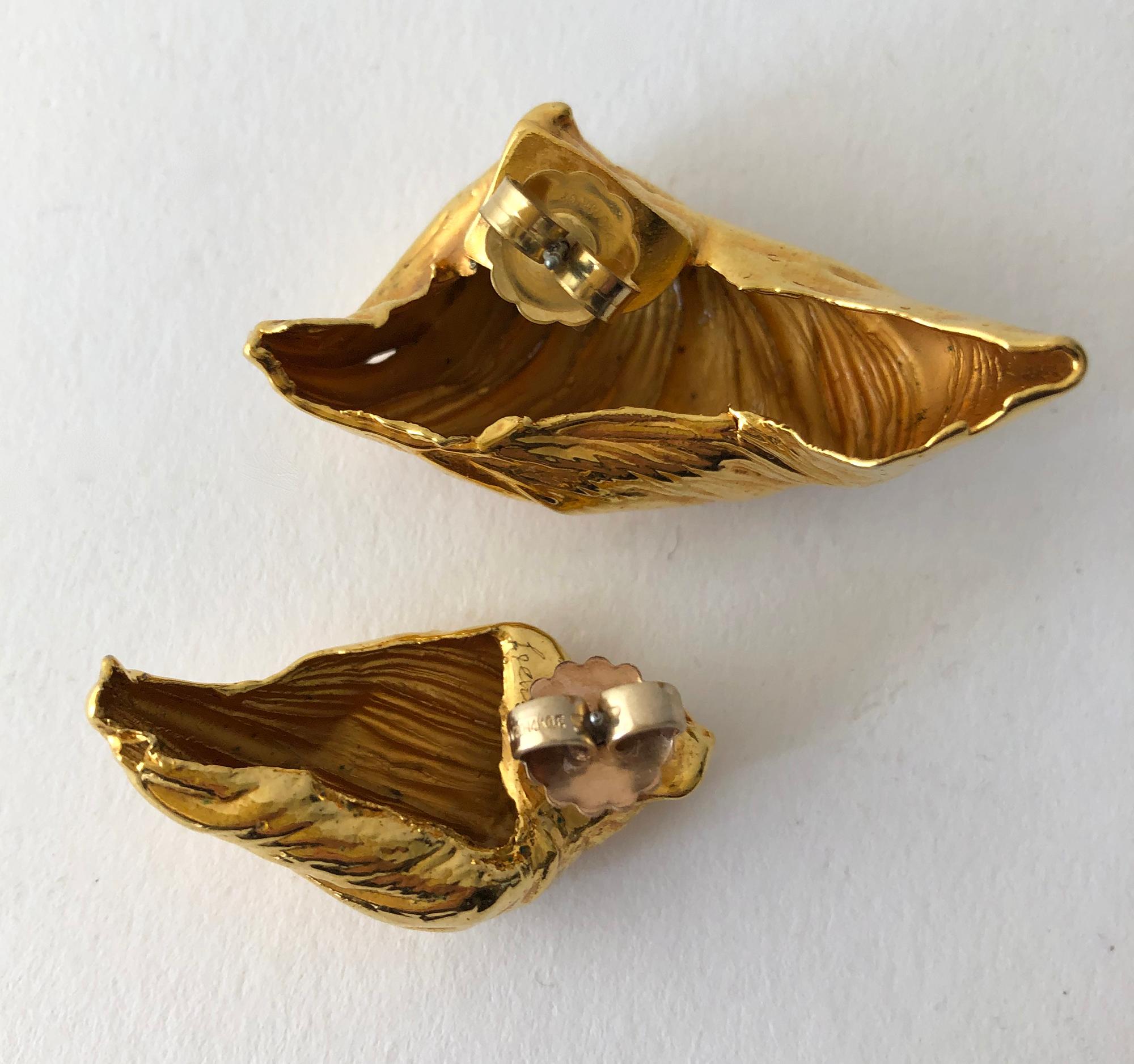 80s Stanley Lechtzin Sterling Silver Gold Electroplate Sterling Silver Earrings In Good Condition In Palm Springs, CA