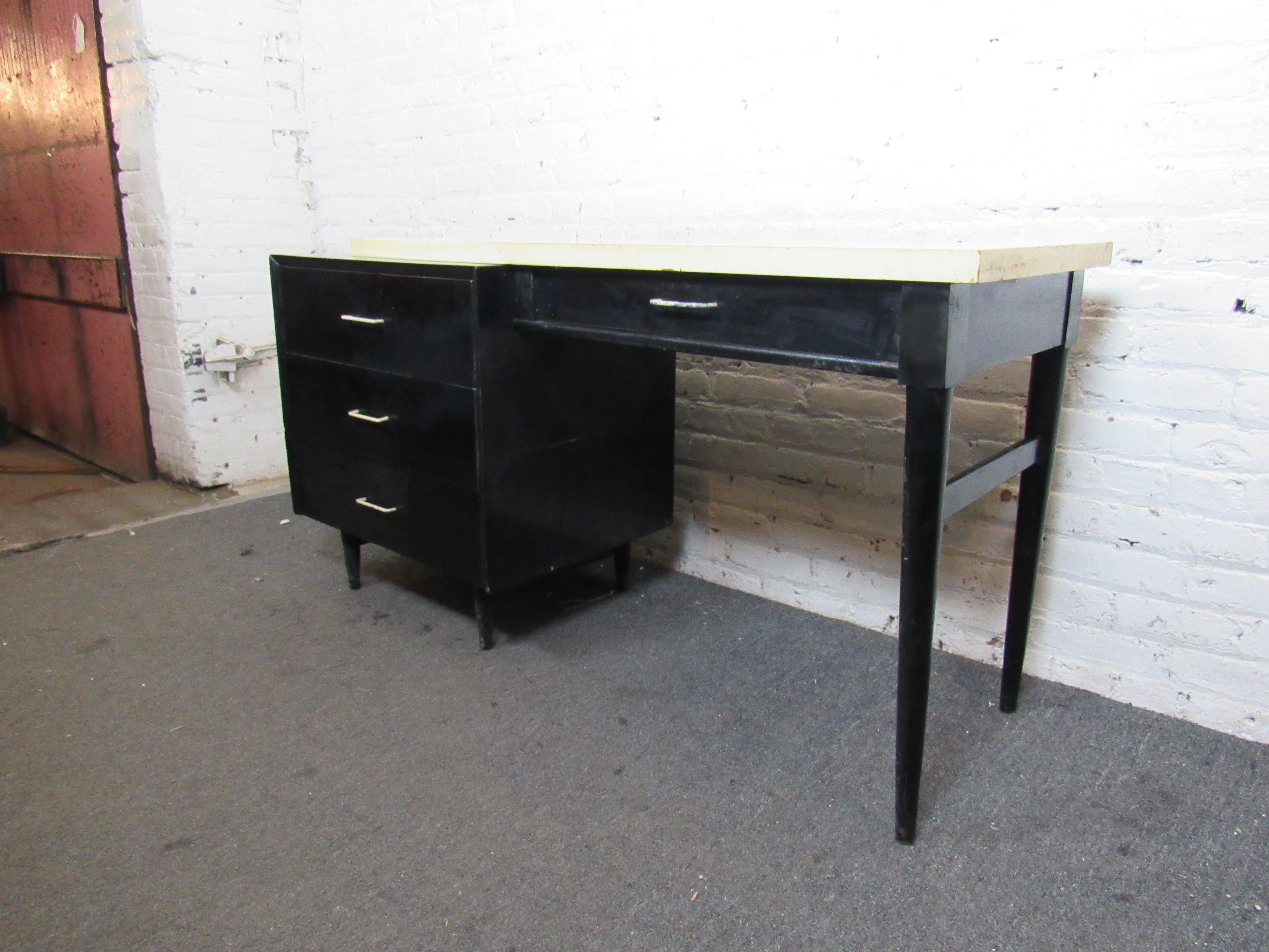 Modern 1980s Style Black and White Desk  For Sale