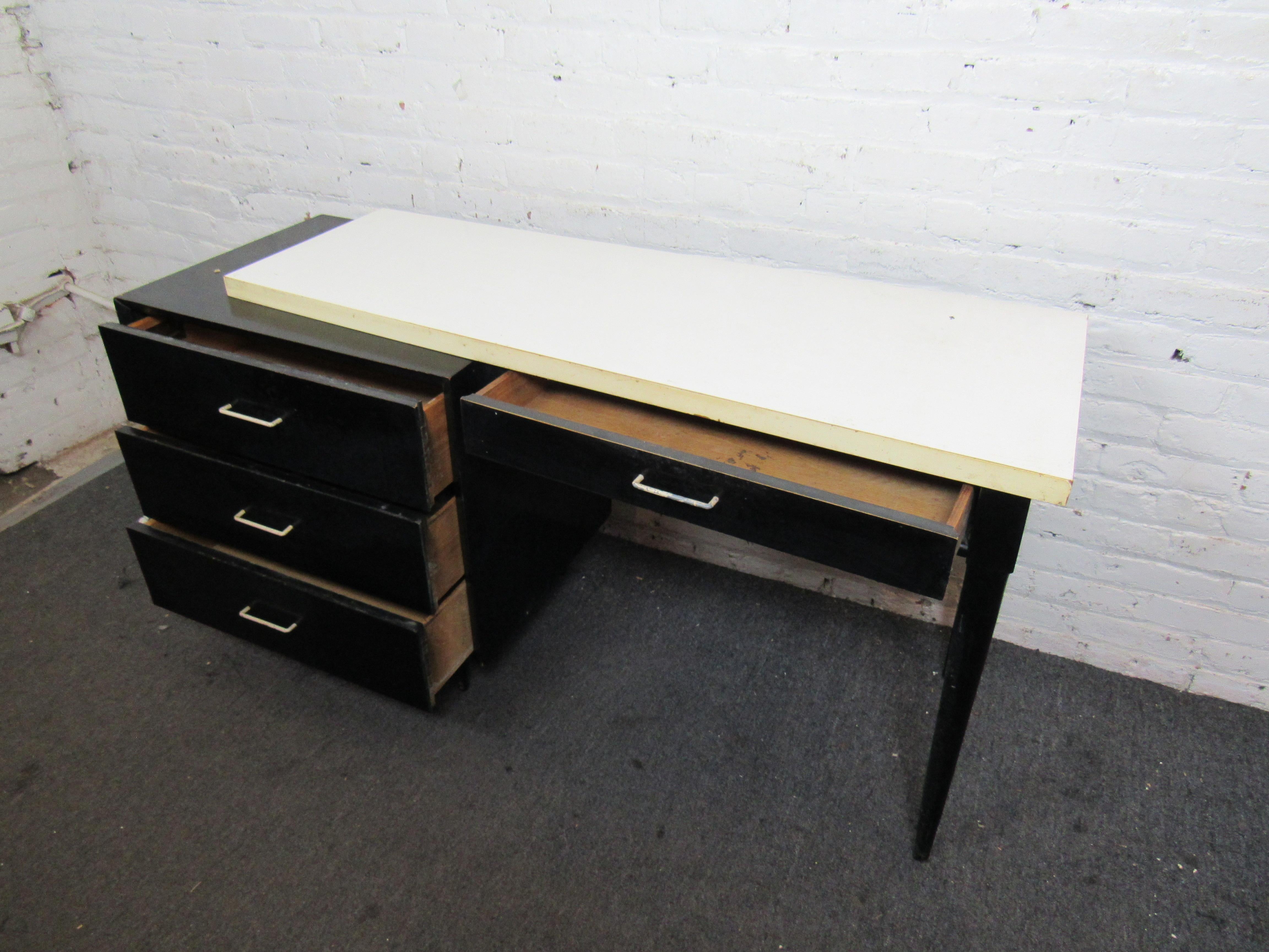 20th Century 1980s Style Black and White Desk  For Sale