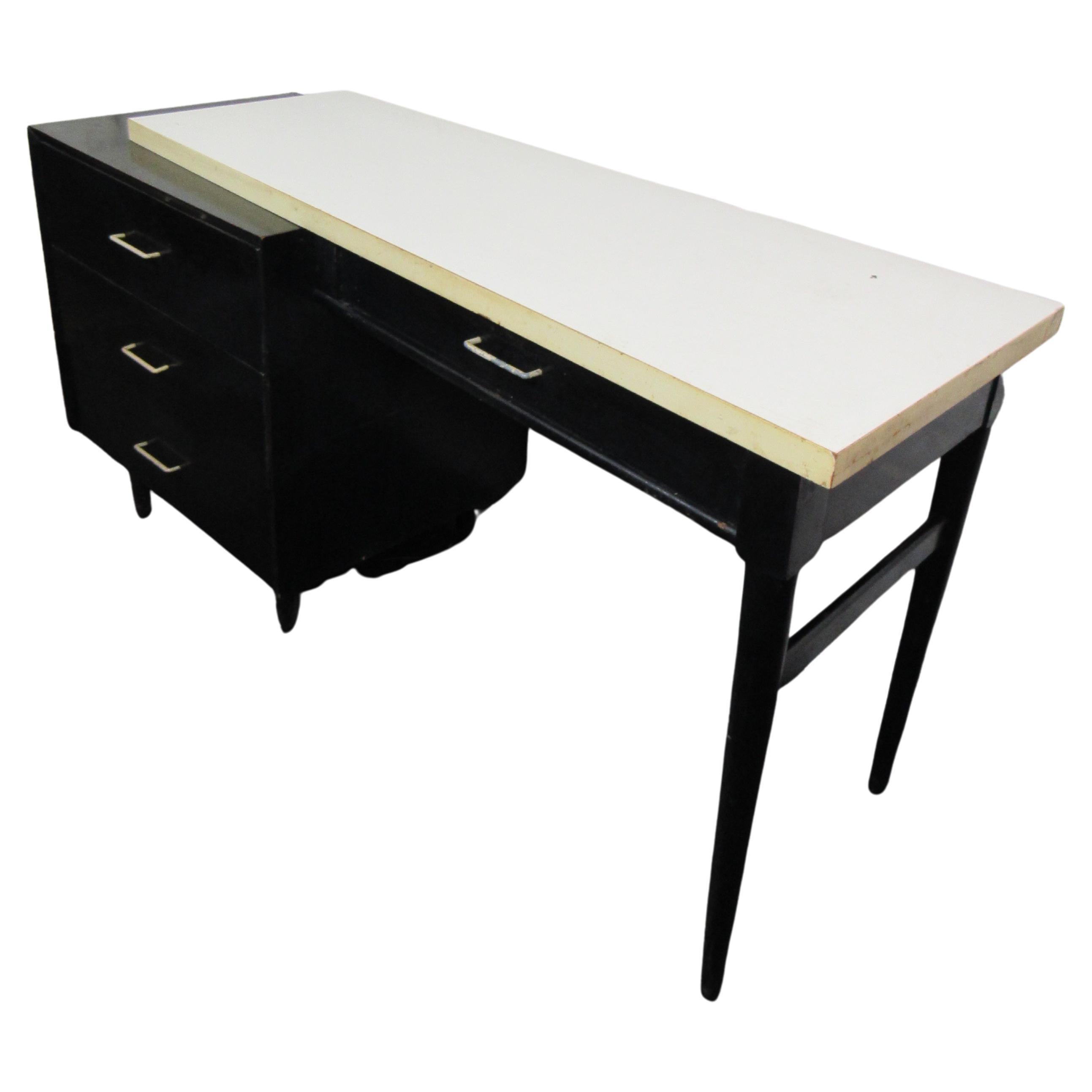 1980s Style Black and White Desk  For Sale
