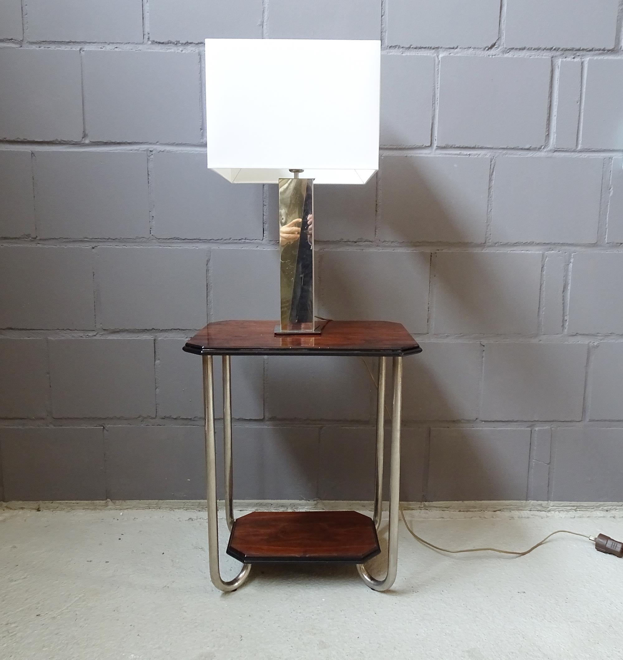 Mid-Century Modern 1980s Table Lamp Silver Gold, Modern Metal Table Lamp in the Style of Rizzo For Sale