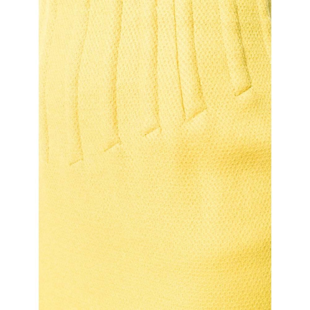 80s Thierry Mugler Vintage yellow wool 80s embossed tube skirt For Sale 1