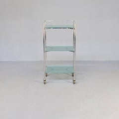 80s Three-Storey Trolley Rack Aluminium and Glass