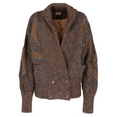 80s Tushy brown and grey wool cardigan with internal vest