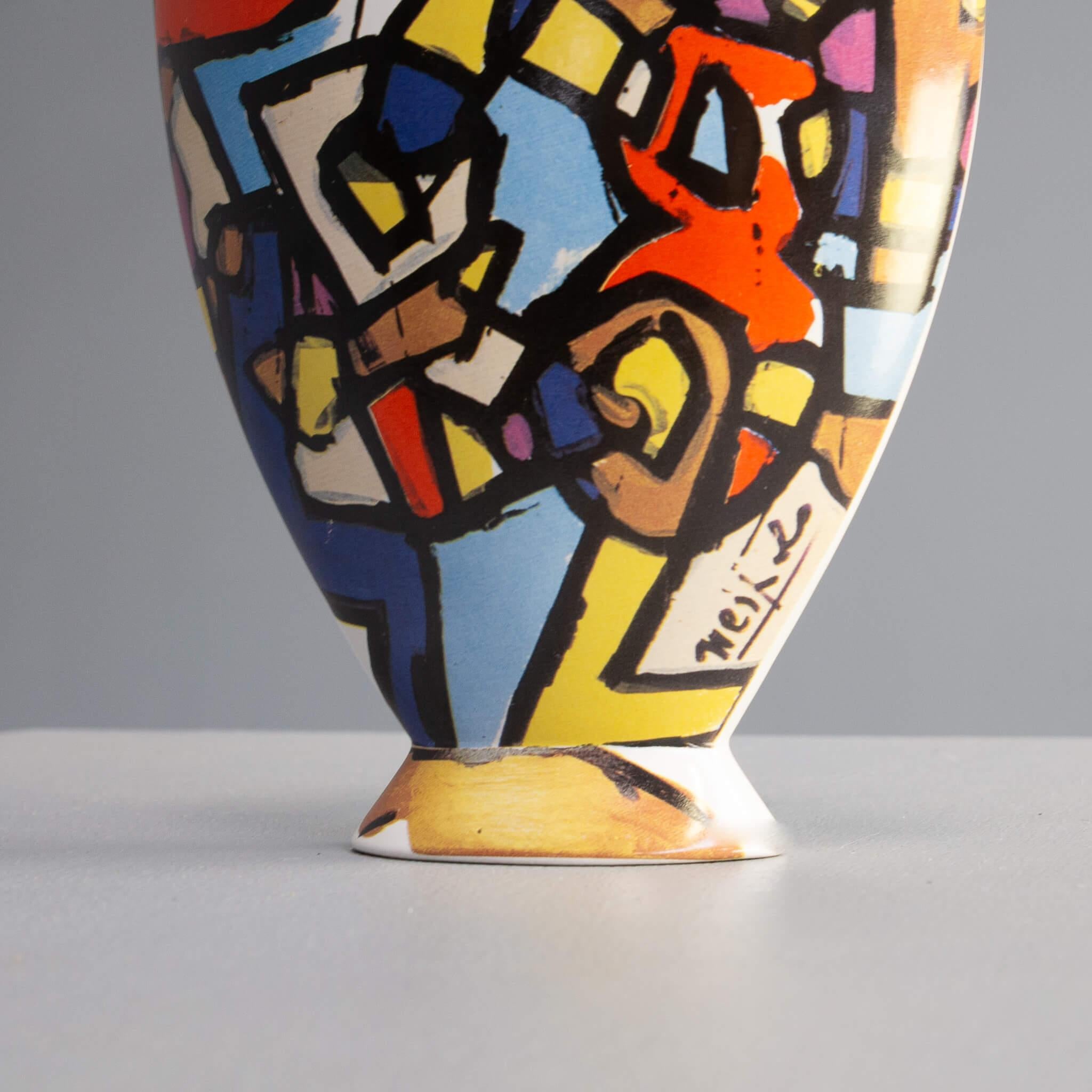 80s Ugo Nespolo, Riccardo Dalisi Vase for Bottega des Vasai Set/2 For Sale 1