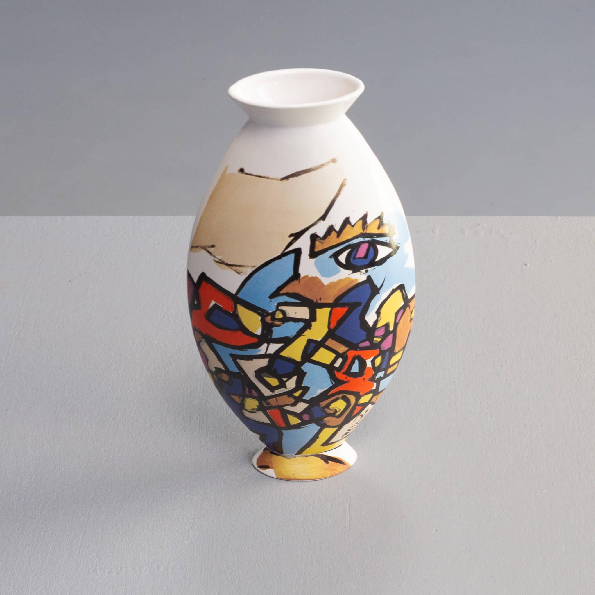 Ceramic 80s Ugo Nespolo, Riccardo Dalisi Vase for Bottega des Vasai Set/2 For Sale