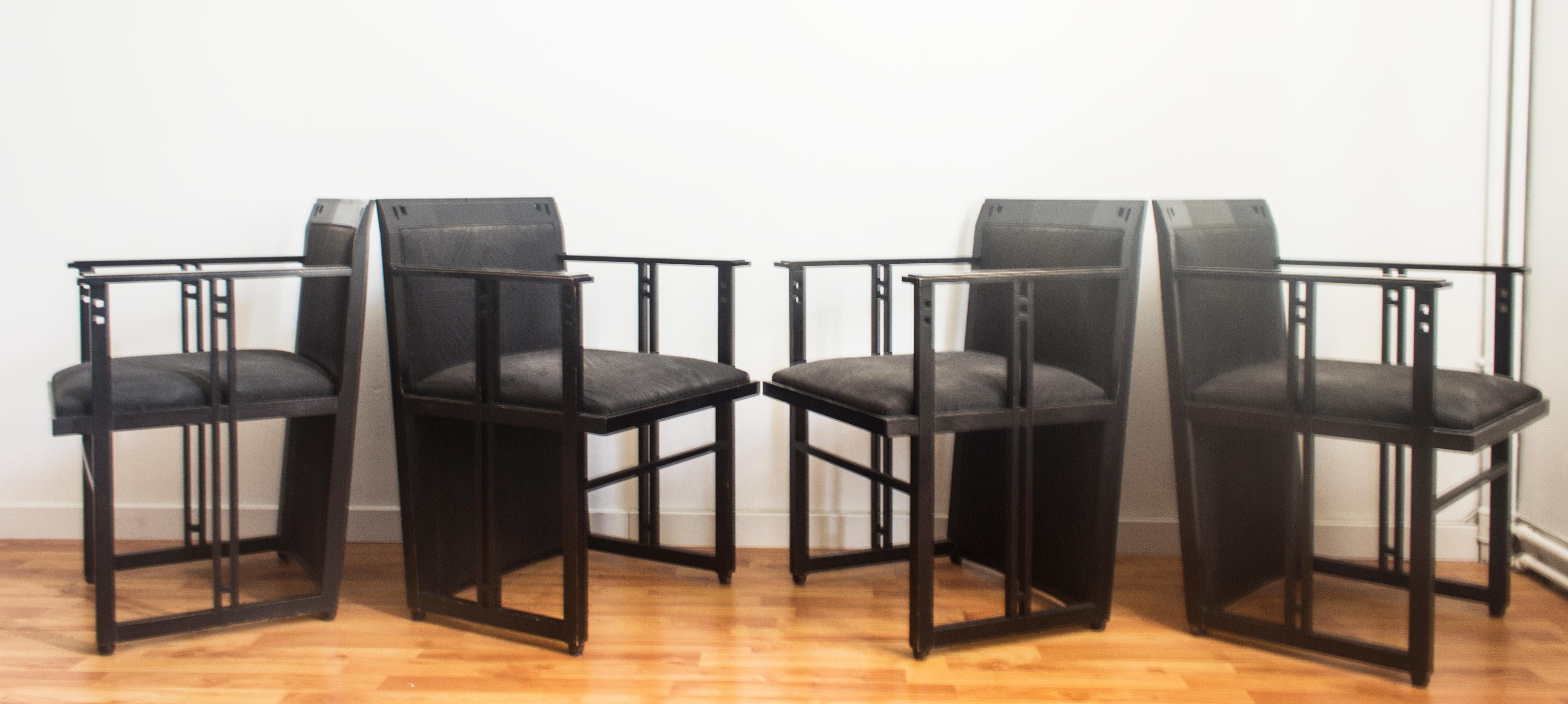 Polished 1980s Umberto Asnago 'Galaxy' Chairs for Giorgetti For Sale