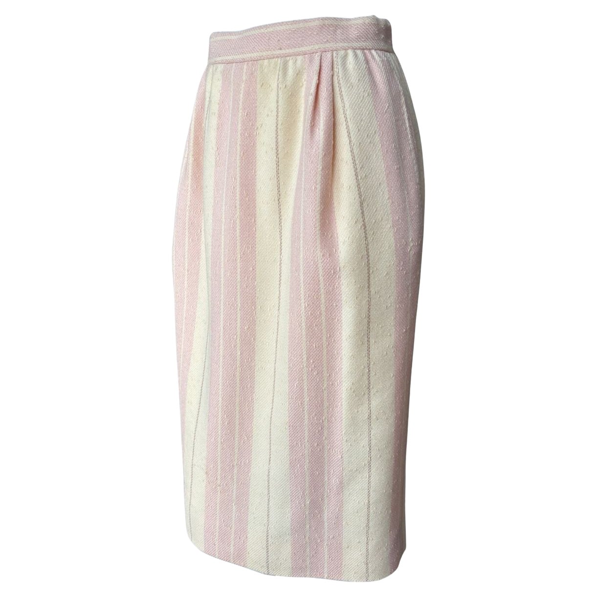 80s Valentino Bouclé Pink Stripe Skirt