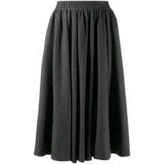 80s Valentino gray wool midi skirt