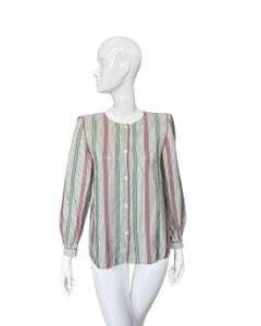 80s Valentino Studio Soft Stripe Blouse M