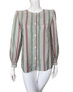 80s Valentino Studio Soft Stripe Blouse M