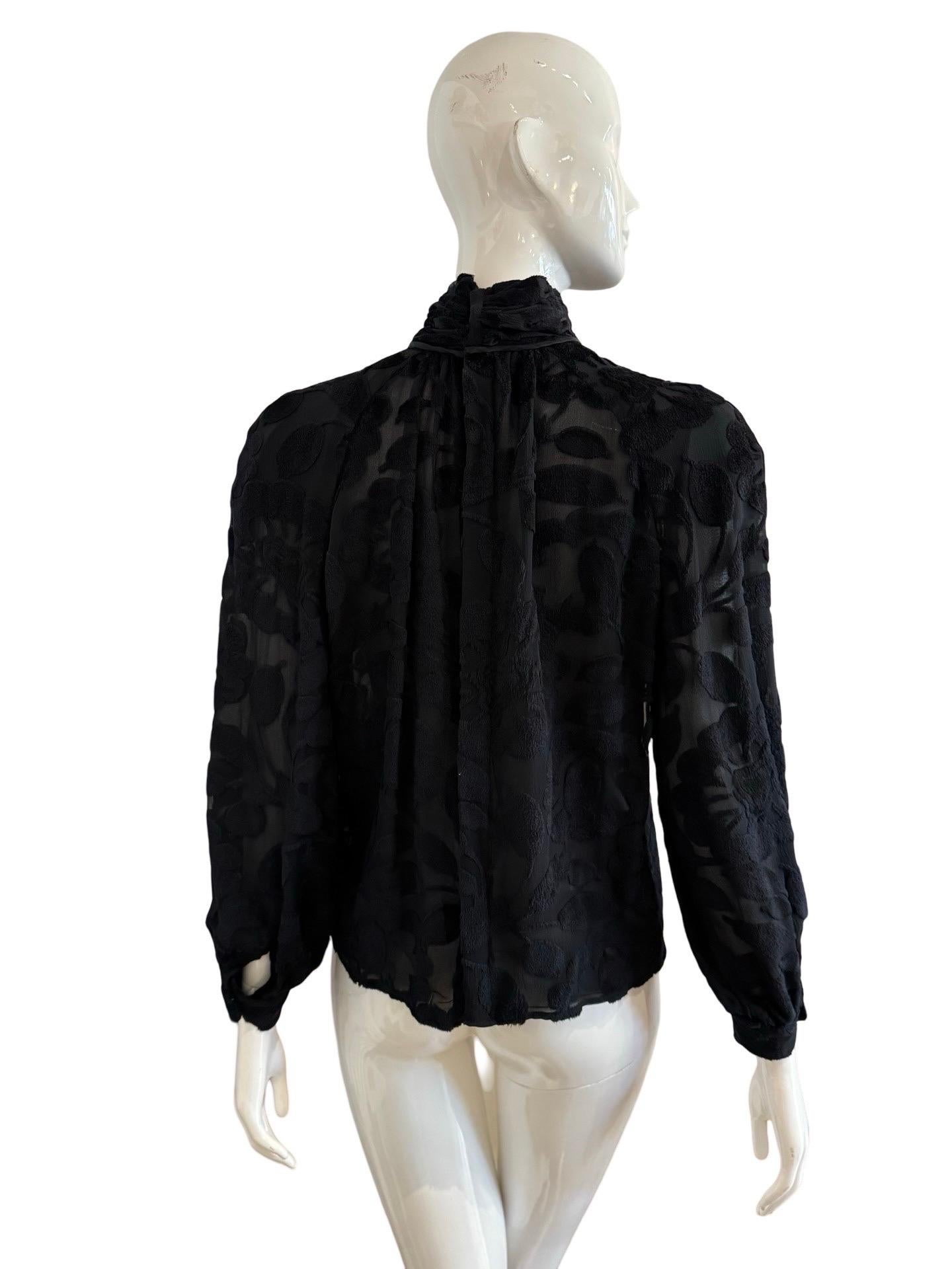 Women's or Men's 80s Valentino Velvet Burnout Blouse For Sale