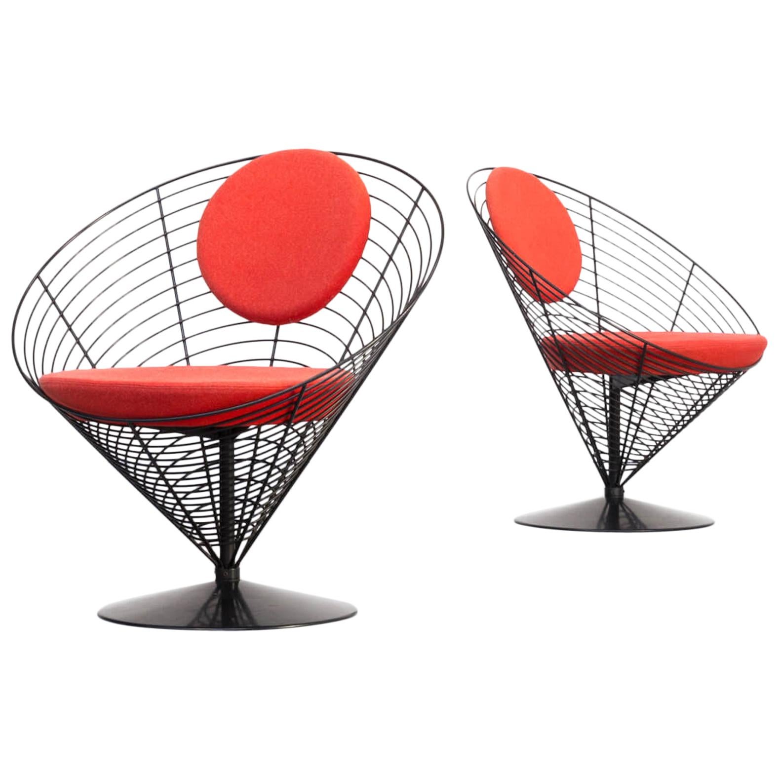 1980s Verner Panton Cone Chair for Fritz Hansen, Set of 2 For Sale