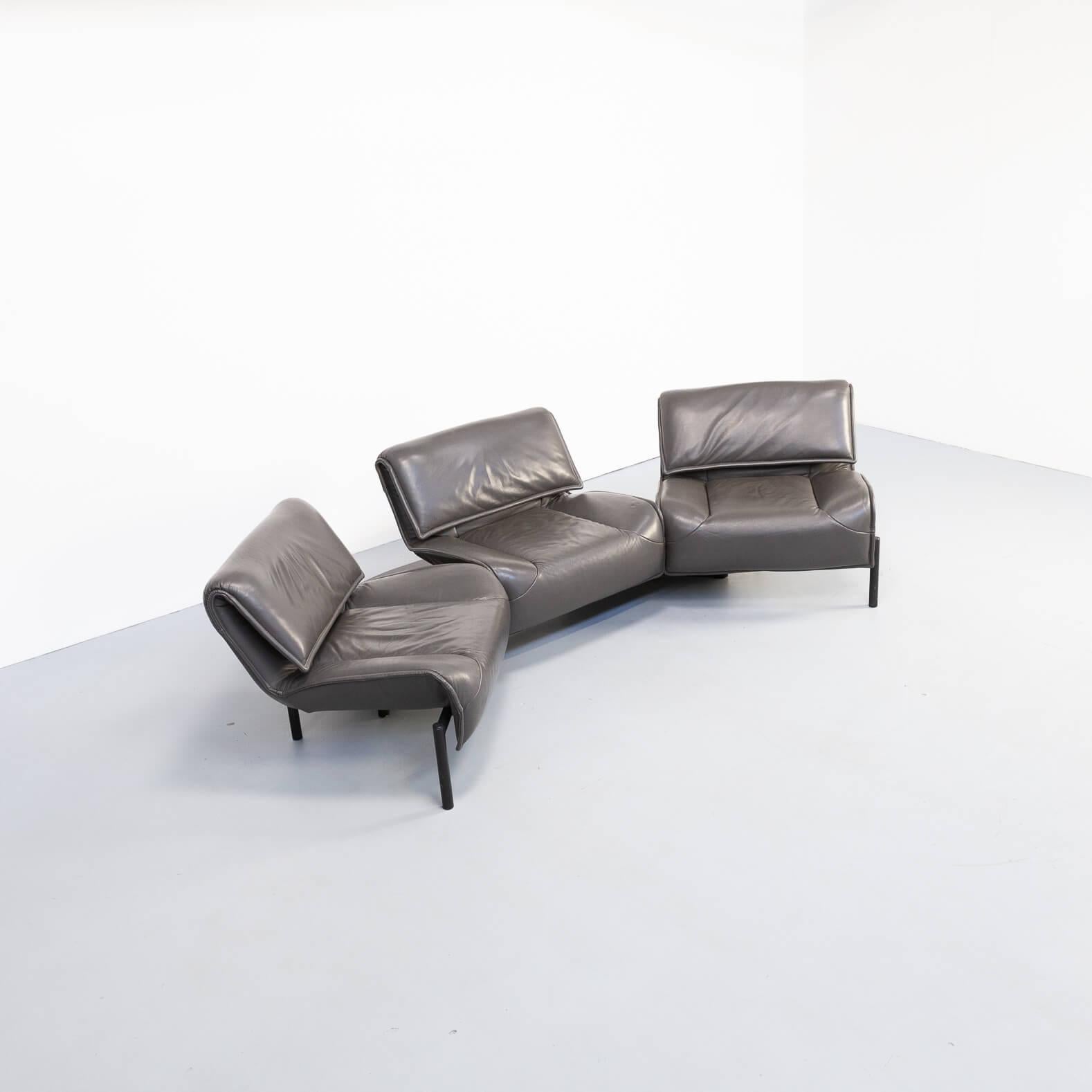 Leather 1980s Vico Magistretti ‘Veranda 1-2-3-‘ Sofa for Cassina For Sale