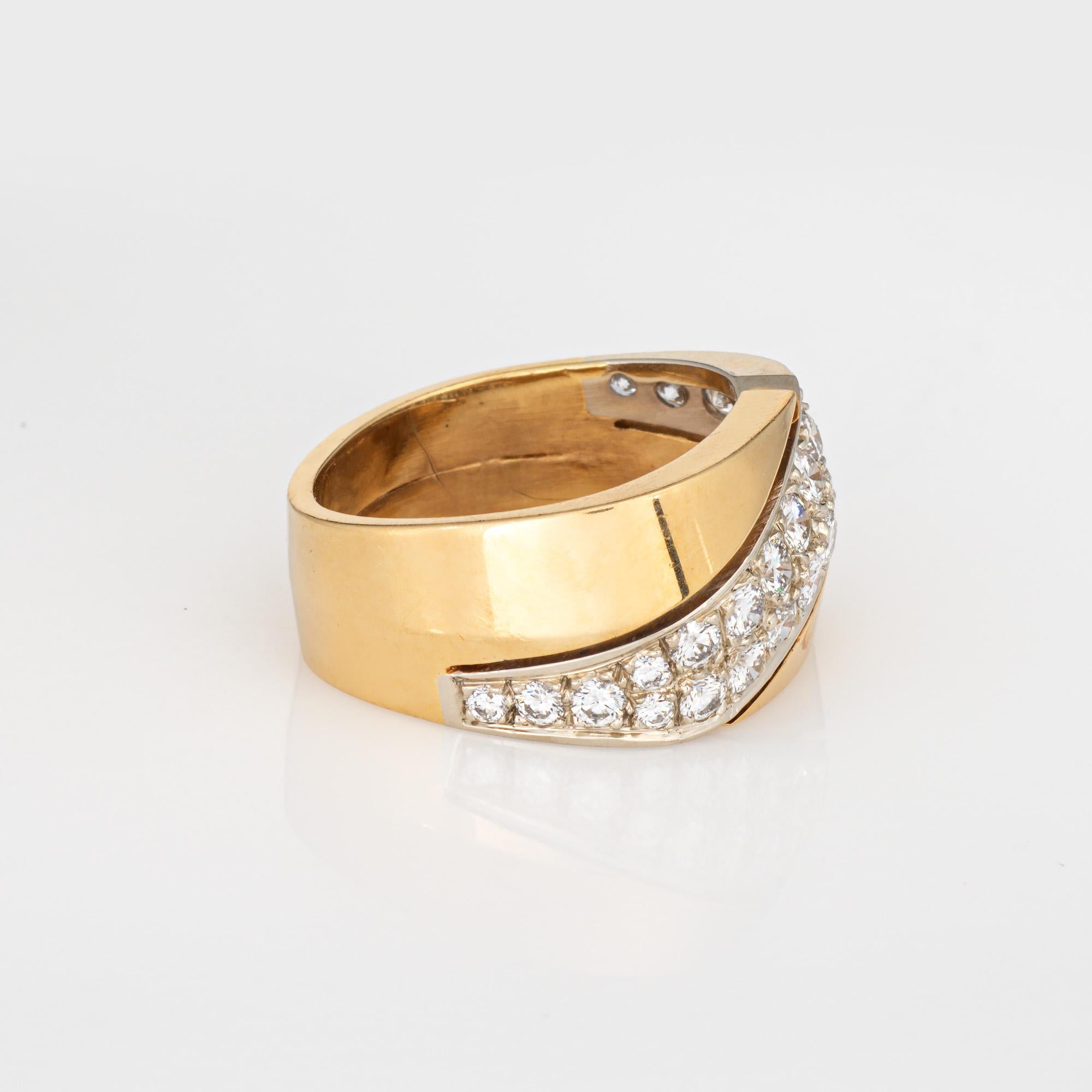 Moderno Vintage By 1ct Diamond Ring Wide Square Band Sz 6.5 Gioielli in oro giallo 18k in vendita