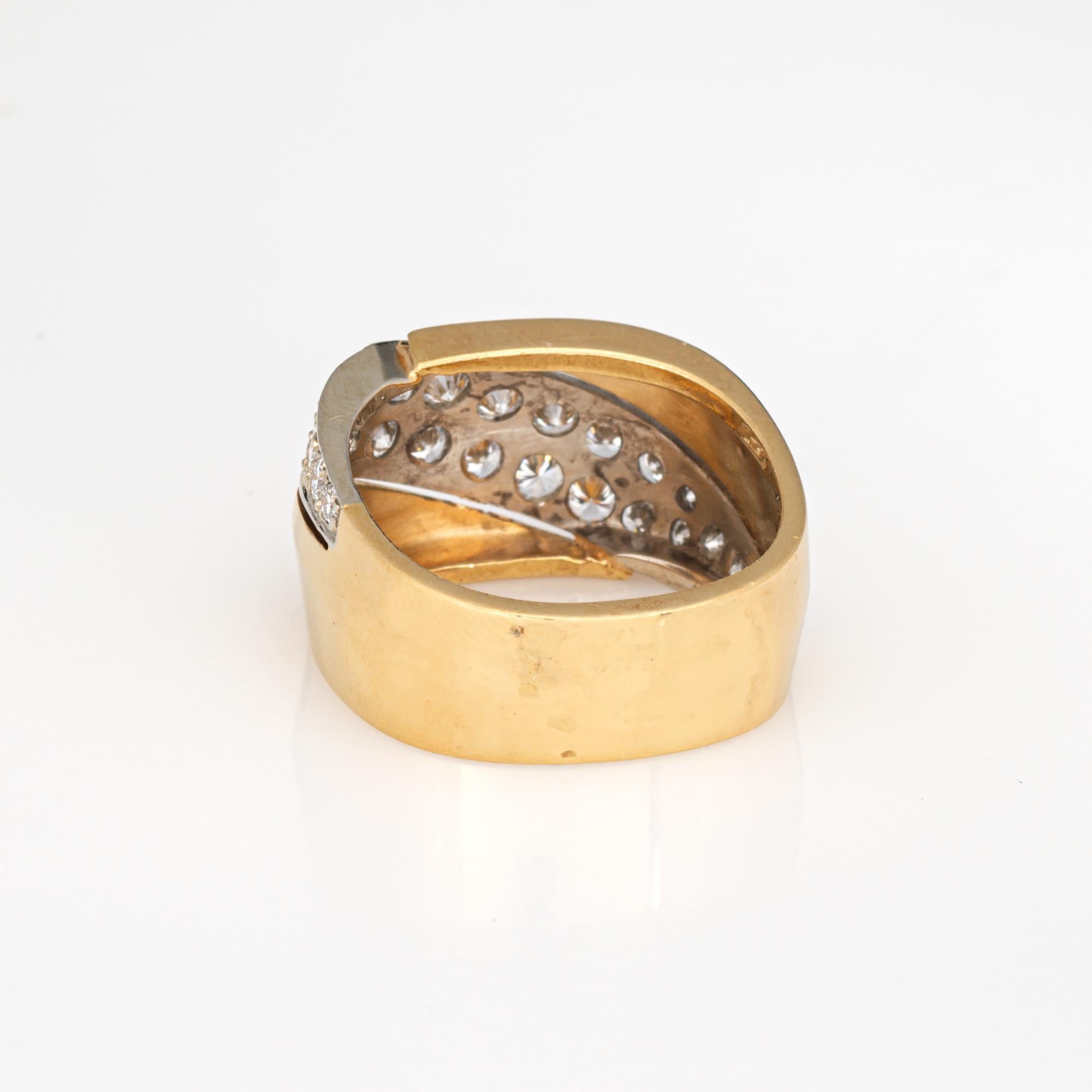 Vintage By 1ct Diamond Ring Wide Square Band Sz 6.5 Gioielli in oro giallo 18k In condizioni buone in vendita a Torrance, CA