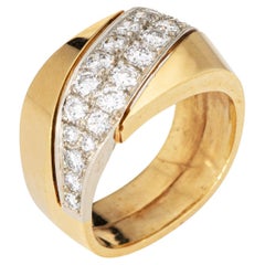 Vintage By 1ct Diamond Ring Wide Square Band Sz 6.5 Gioielli in oro giallo 18k