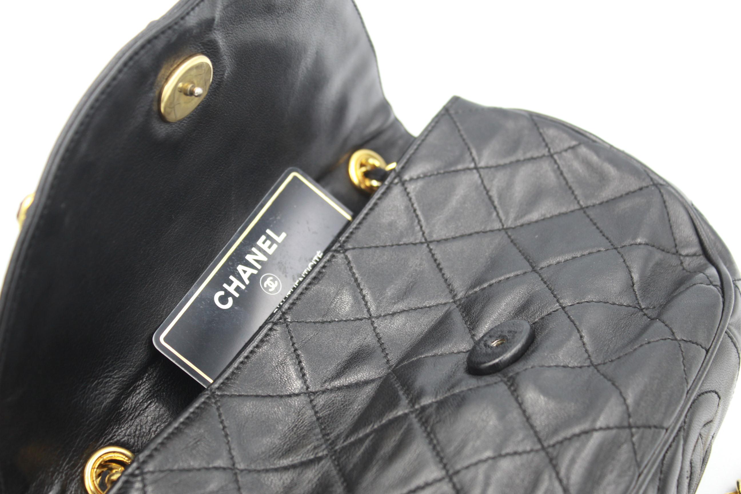80's Vintage Chanel Black Quilted Bag with Gripoix Style Stones 1