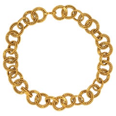 80er Jahre Vintage Chanel Halskette 20"" Runde Seil Gliederkette Gelbgold Ton