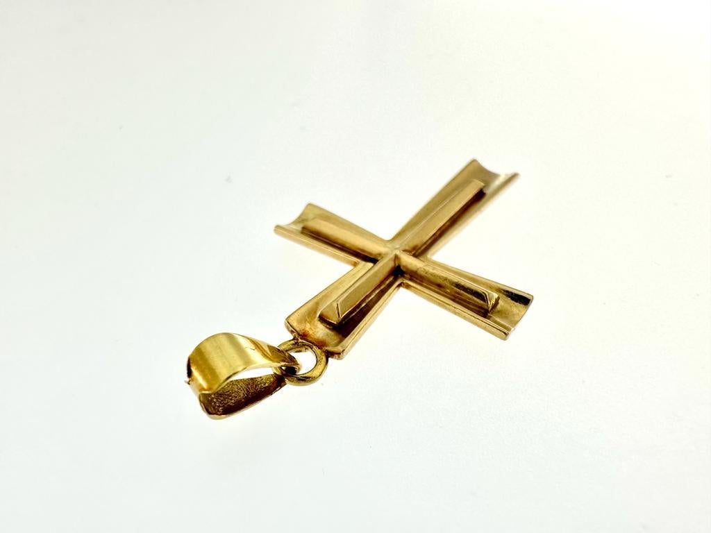 80er Jahre Vintage Spanisches Kreuz in Gelbgold 18kt für Damen oder Herren im Angebot