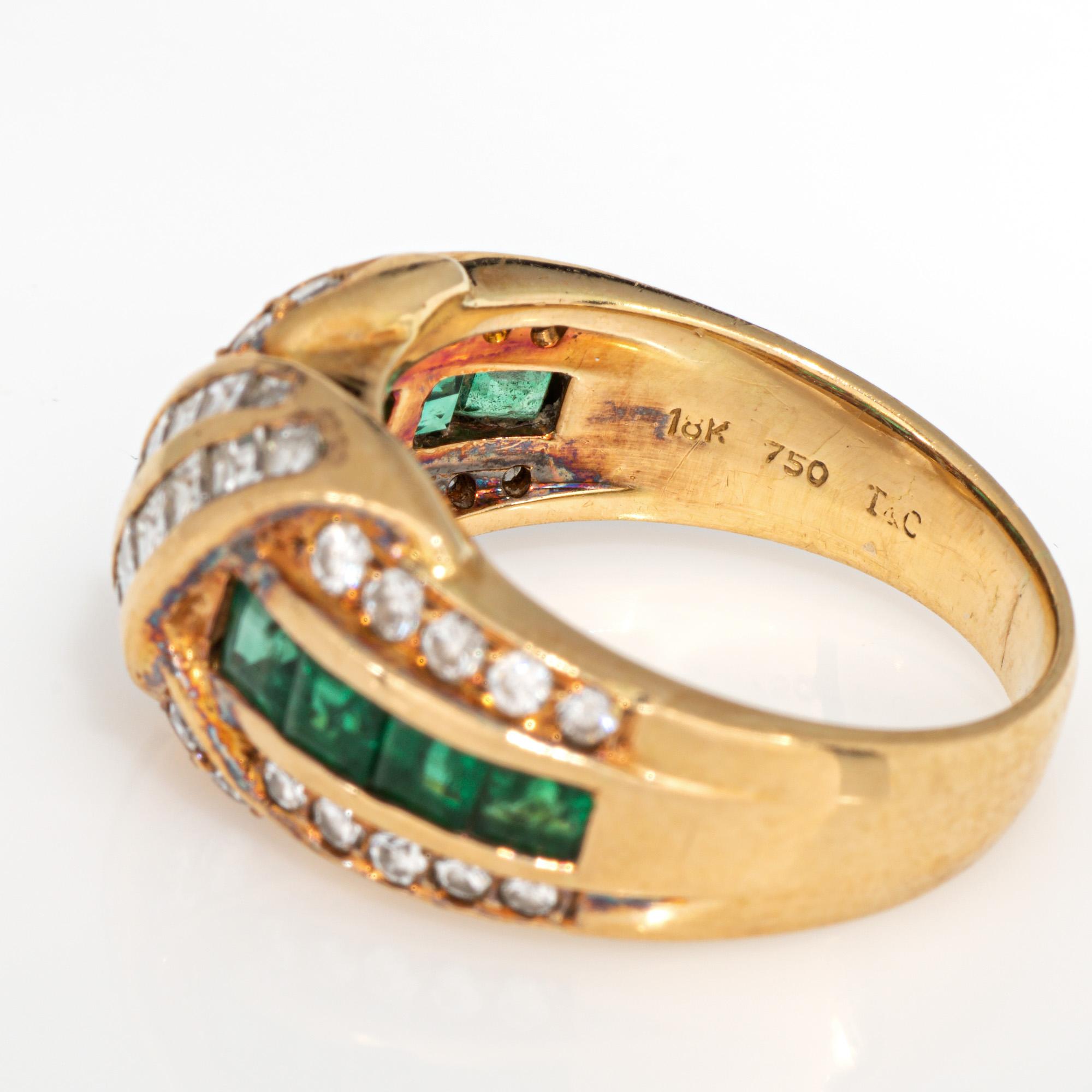 80s Vintage Tiffany & Co Emerald Diamond Sz 6 18k Yellow Gold Signed en vente 1