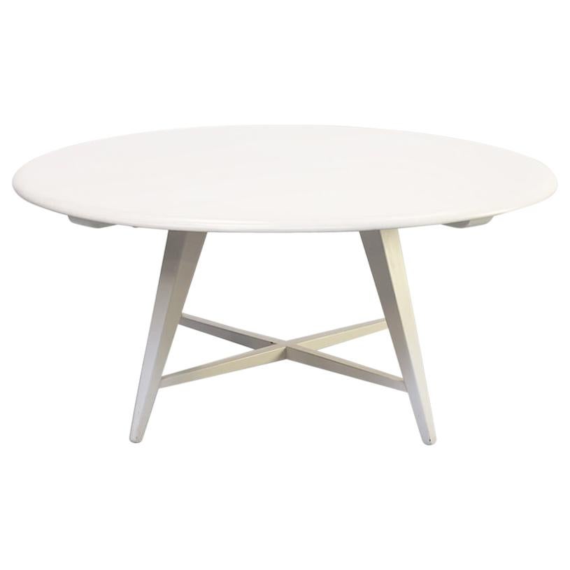 1980s White Round Wooden Coffee Table by Bas Van Pelt For Sale