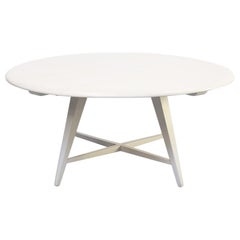 1980s White Round Wooden Coffee Table by Bas Van Pelt
