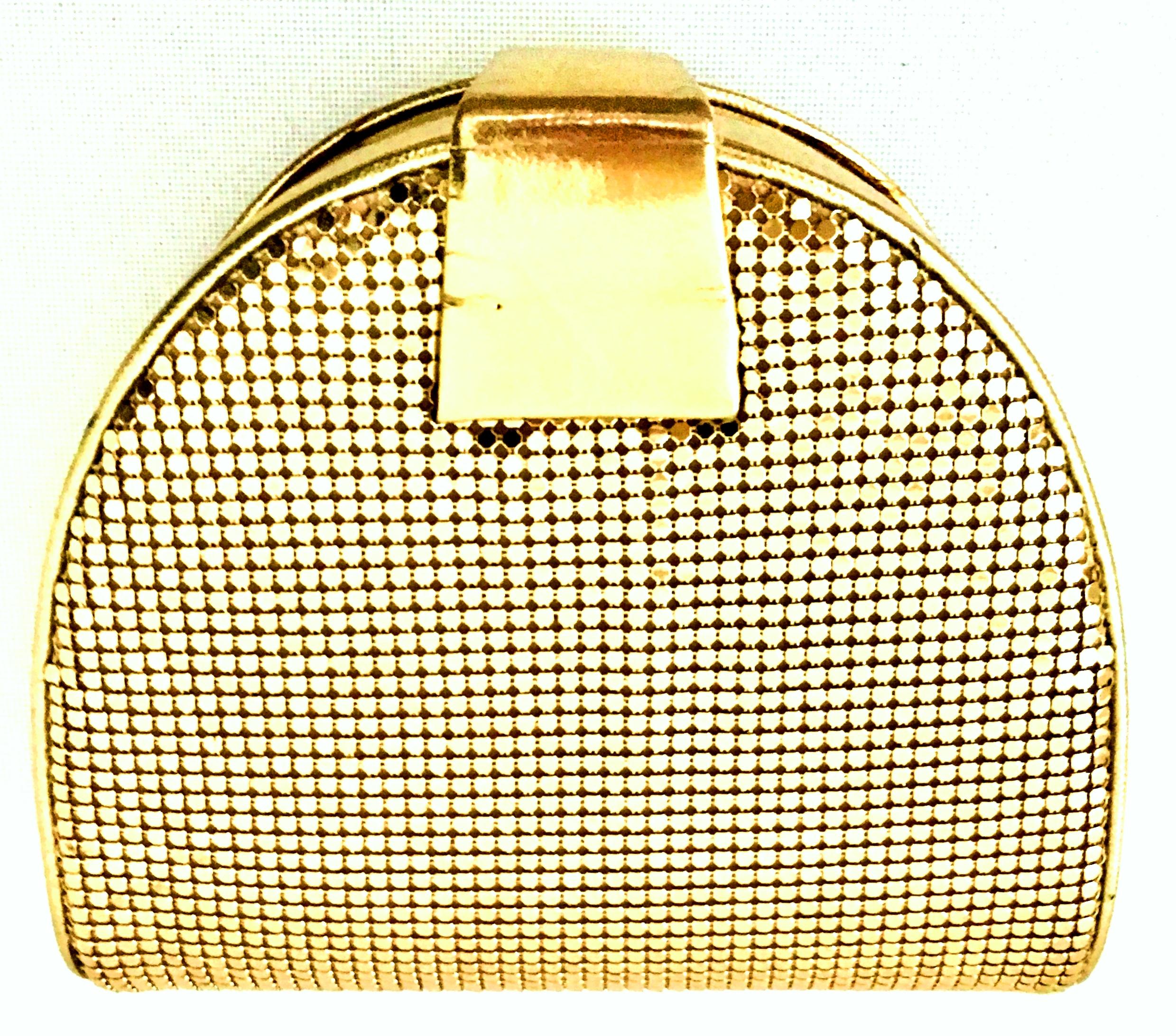 Women's or Men's 80'S Whiting & Davis Gold Metal Mesh & Leather Hand Bag