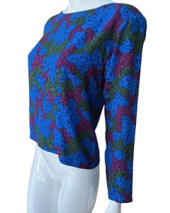 80s YSL Gorgeous Colors Silk Blob Blouse