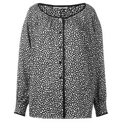 80s Yves Saint Laurent black and white pois silk blouse