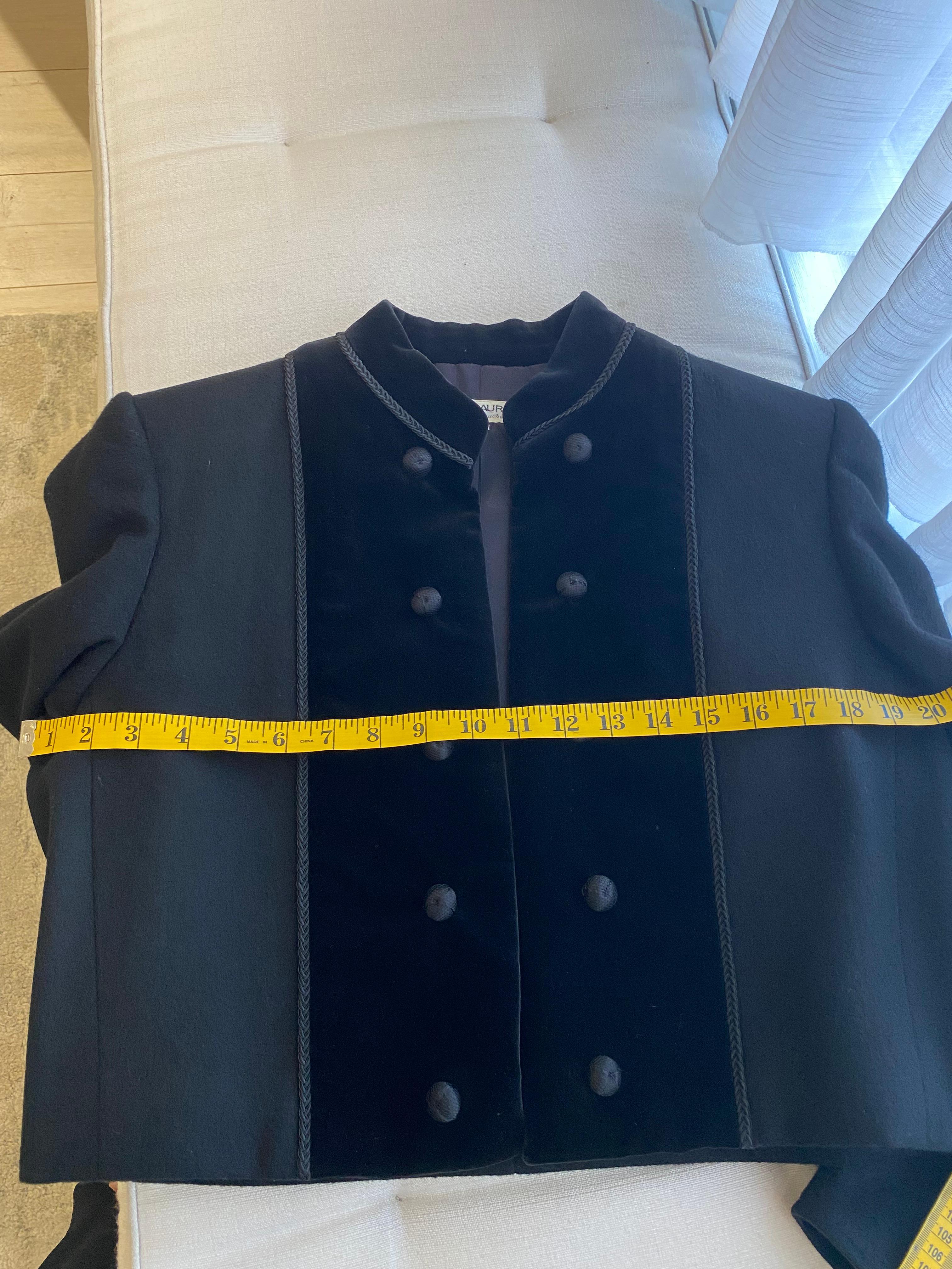 80s Yves Saint Laurent Black Crop Jacket and Skirt Set For Sale 7