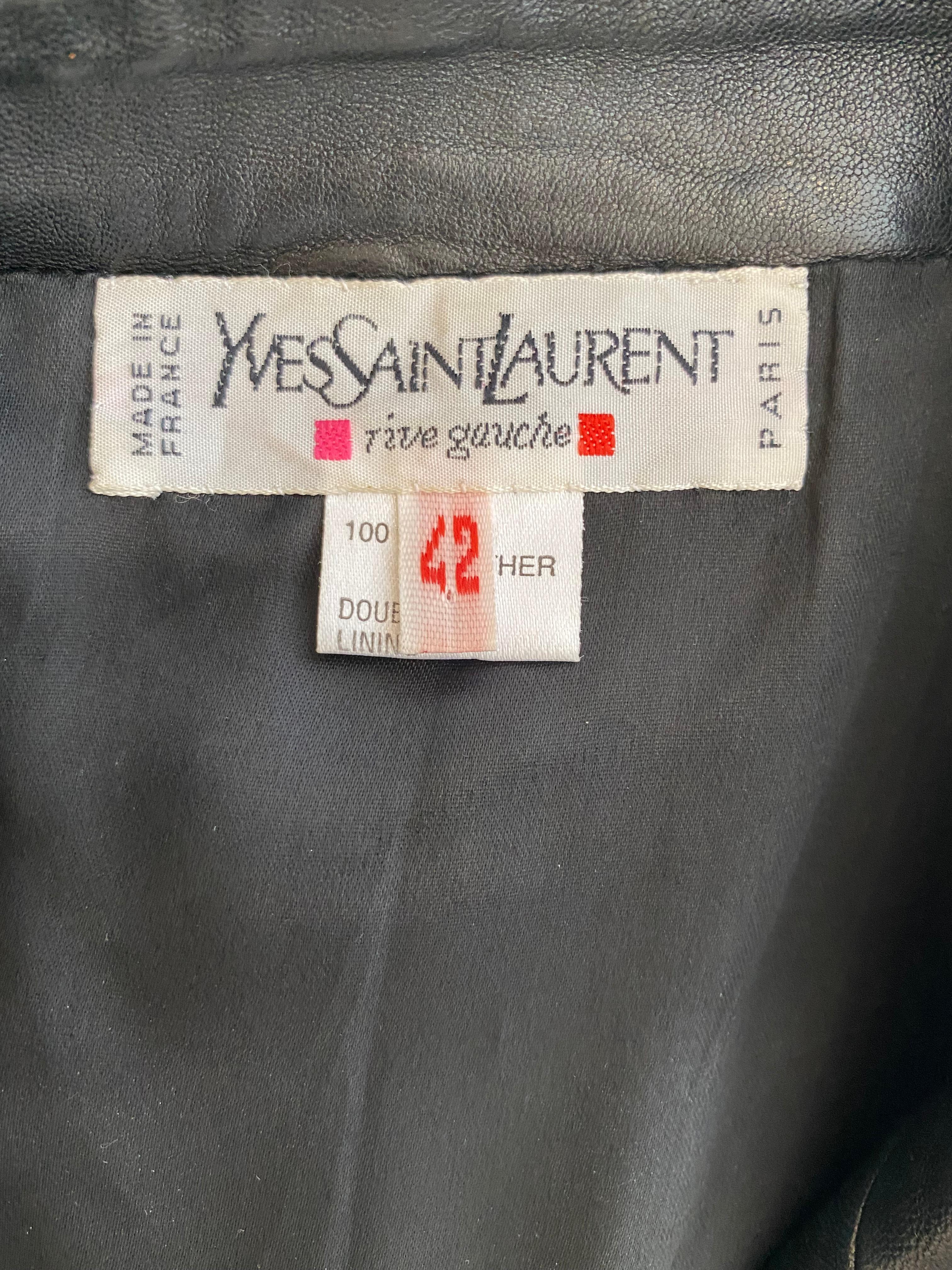 80s Yves Saint Laurent Black Leather Jacket 3