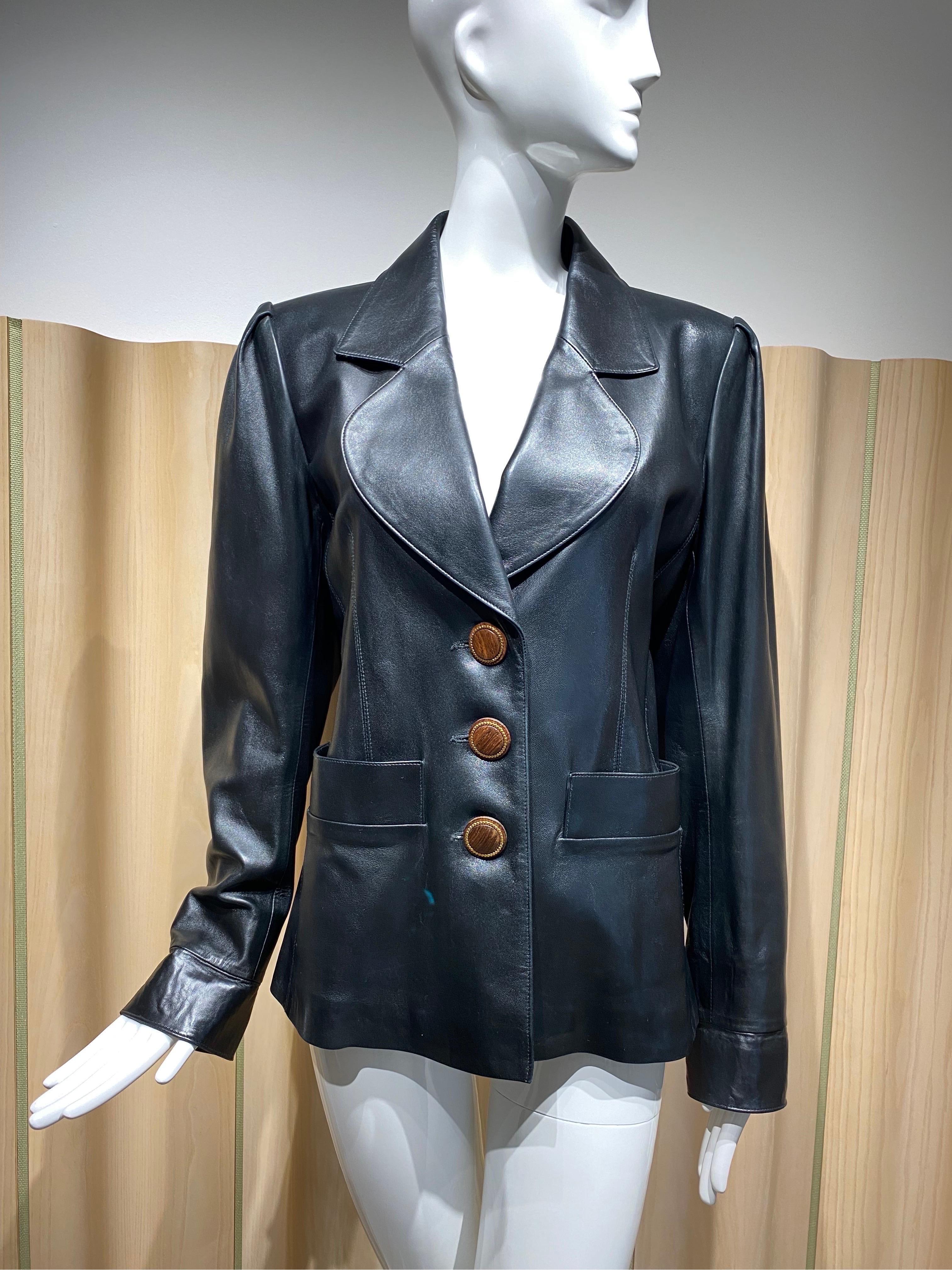yves saint laurent leather jacket vintage