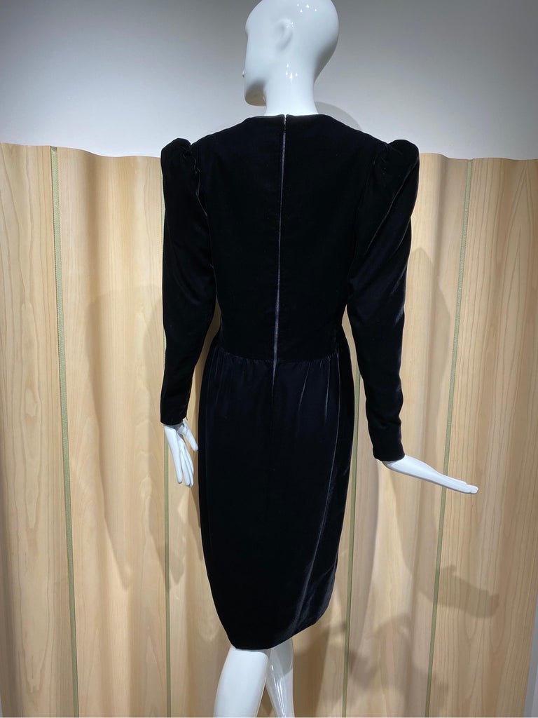 80s black velvet dress 80s Black Velvet Party Dress by Laura Ashley w./ Short Puffed Sleeves / XS main image 0