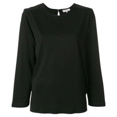 80s Yves Saint Laurent black wool blend cotton blouse