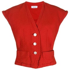 Vintage 80s Yves Saint Laurent Brick Red V-neck Vest