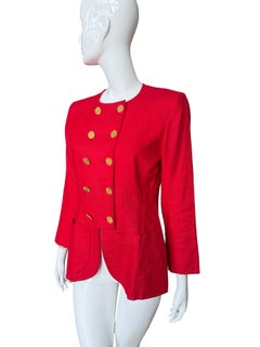 80s Yves Saint Laurent Linen Red Jacket