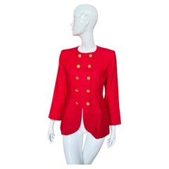 80s Yves Saint Laurent Linen Red Jacket
