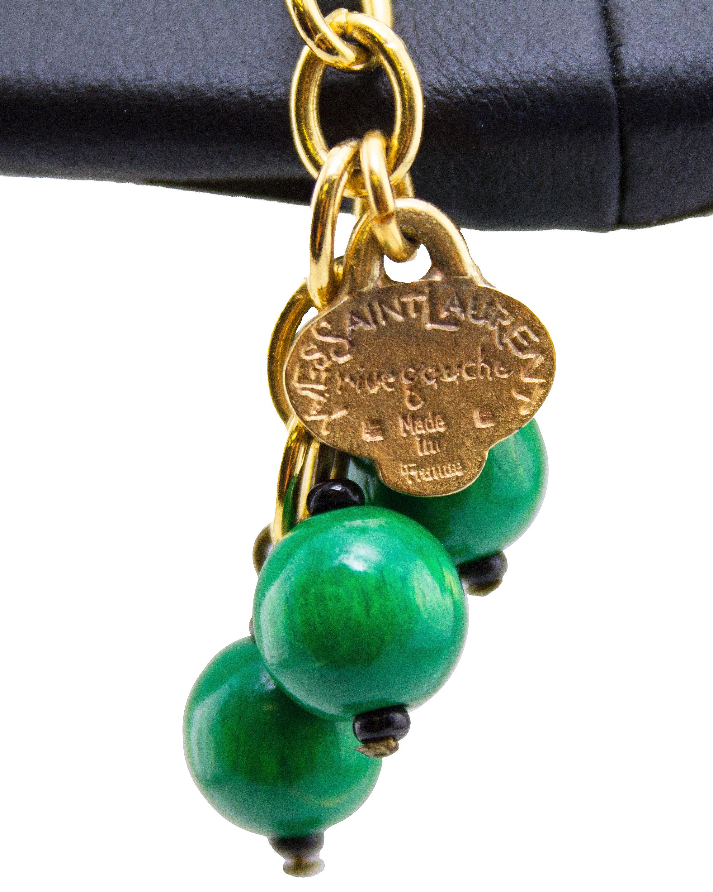 Collier de perles multibrins vertes & Brown Yves Saint Laurent Rive Gauche des années 80 en vente 1
