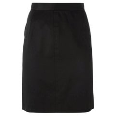 80s Yves Saint Laurent Vintage black hight-waist straight skirt