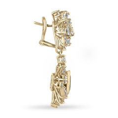 8.0tcw AAA+ Colombian Emerald & Diamond Cluster Dangle Earrings  18K Statement