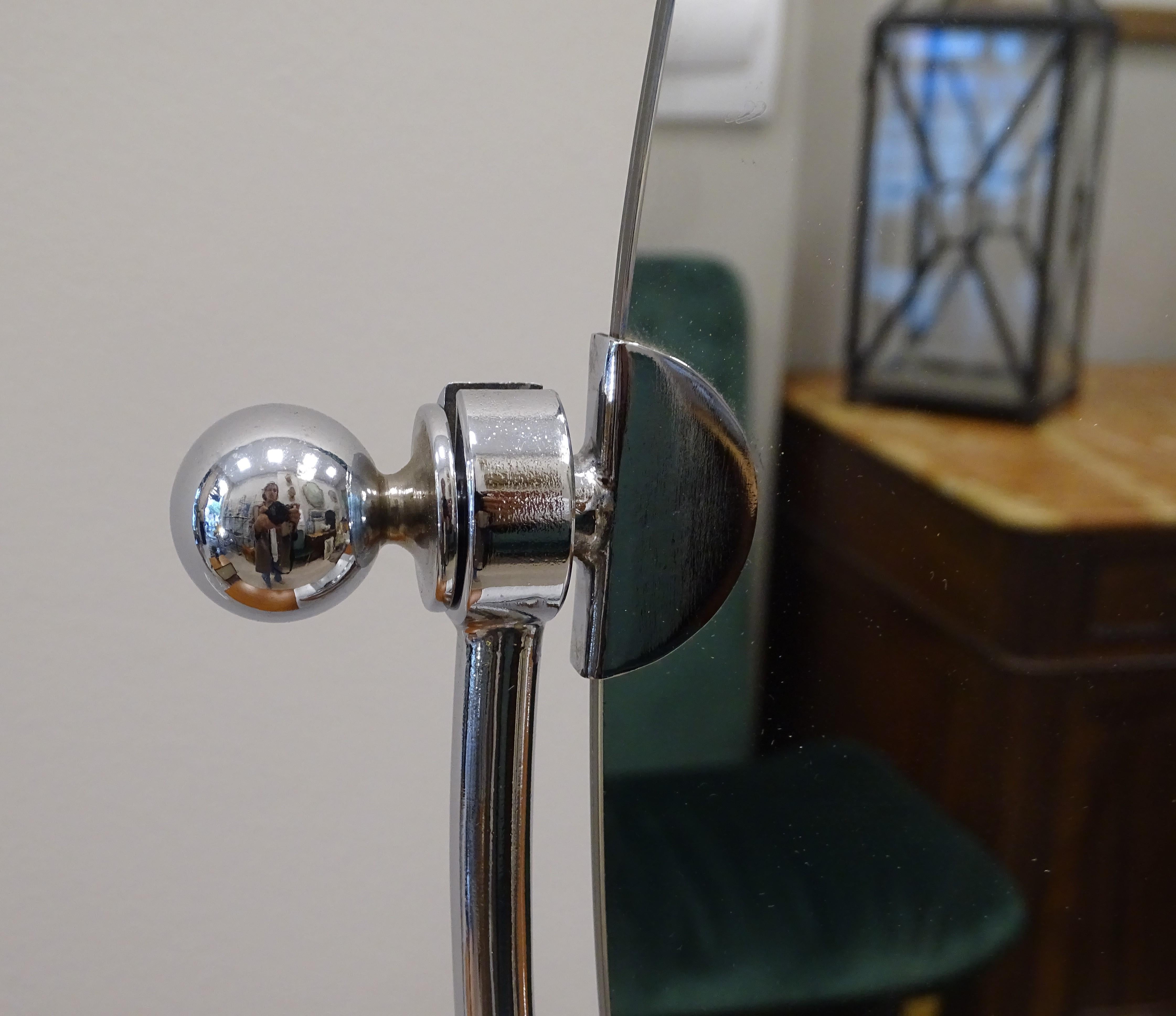 Aluminium Miroir de coiffeuse italien en bois et verre avec miroir de table, années 80 en vente