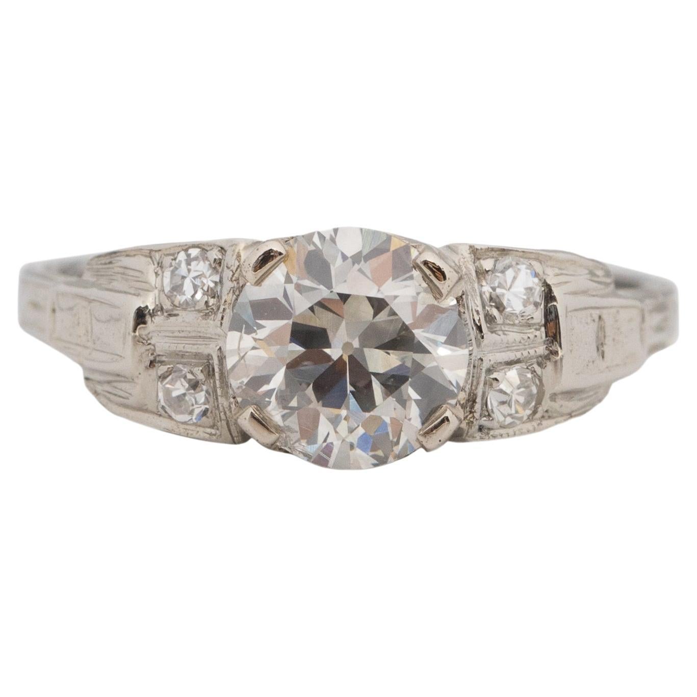 .81 Carat Art Deco Diamond 18 Karat White Gold Engagement Ring For Sale