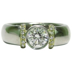 .81 Carat Diamond Bezel Modern Deco Ring G/VS Plat