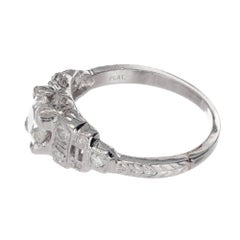 .81 Carat Diamond Cushion Cut Art Deco Platinum Engagement Ring