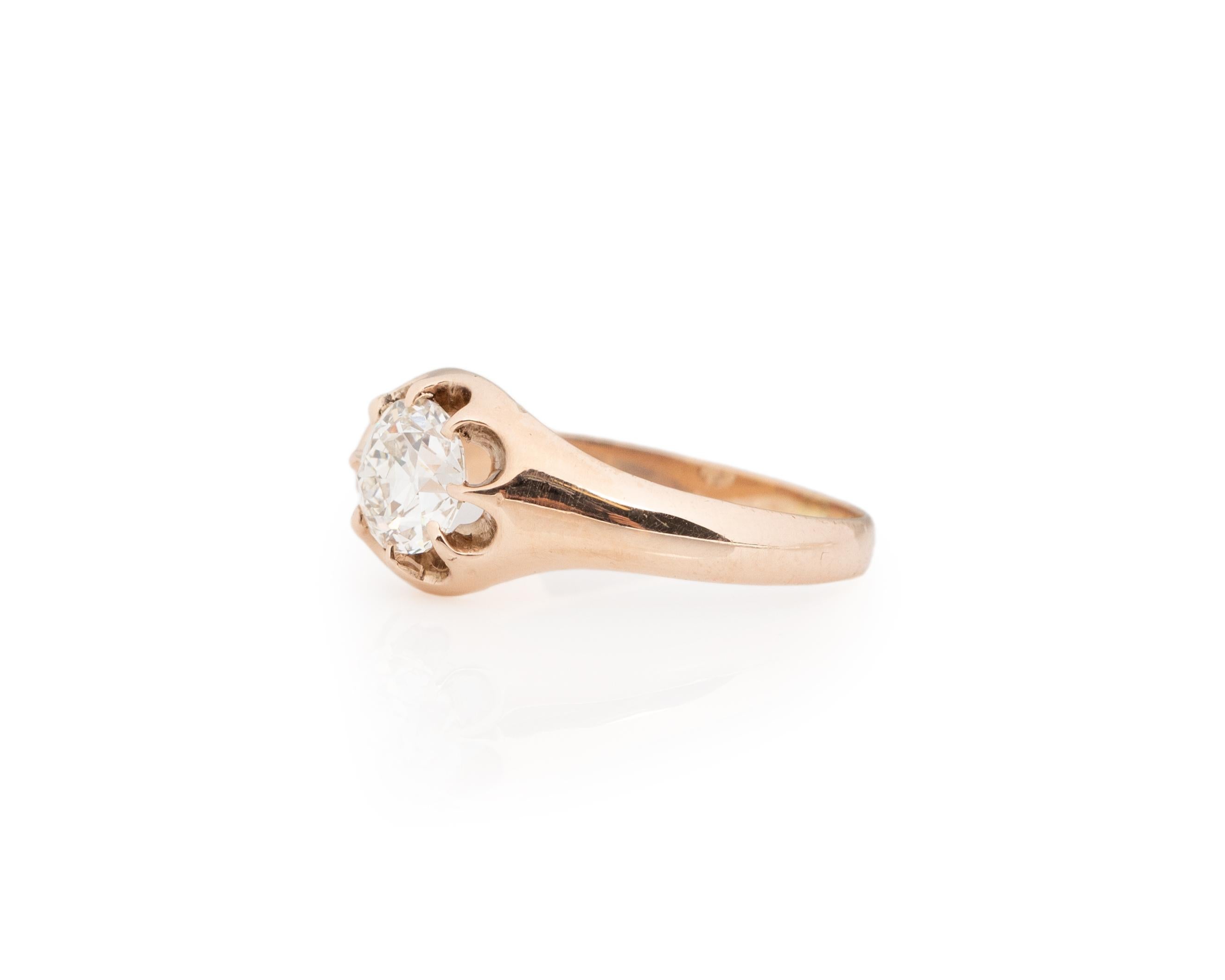 Edwardian .81 Carat Diamond Yellow Gold Engagement Ring For Sale