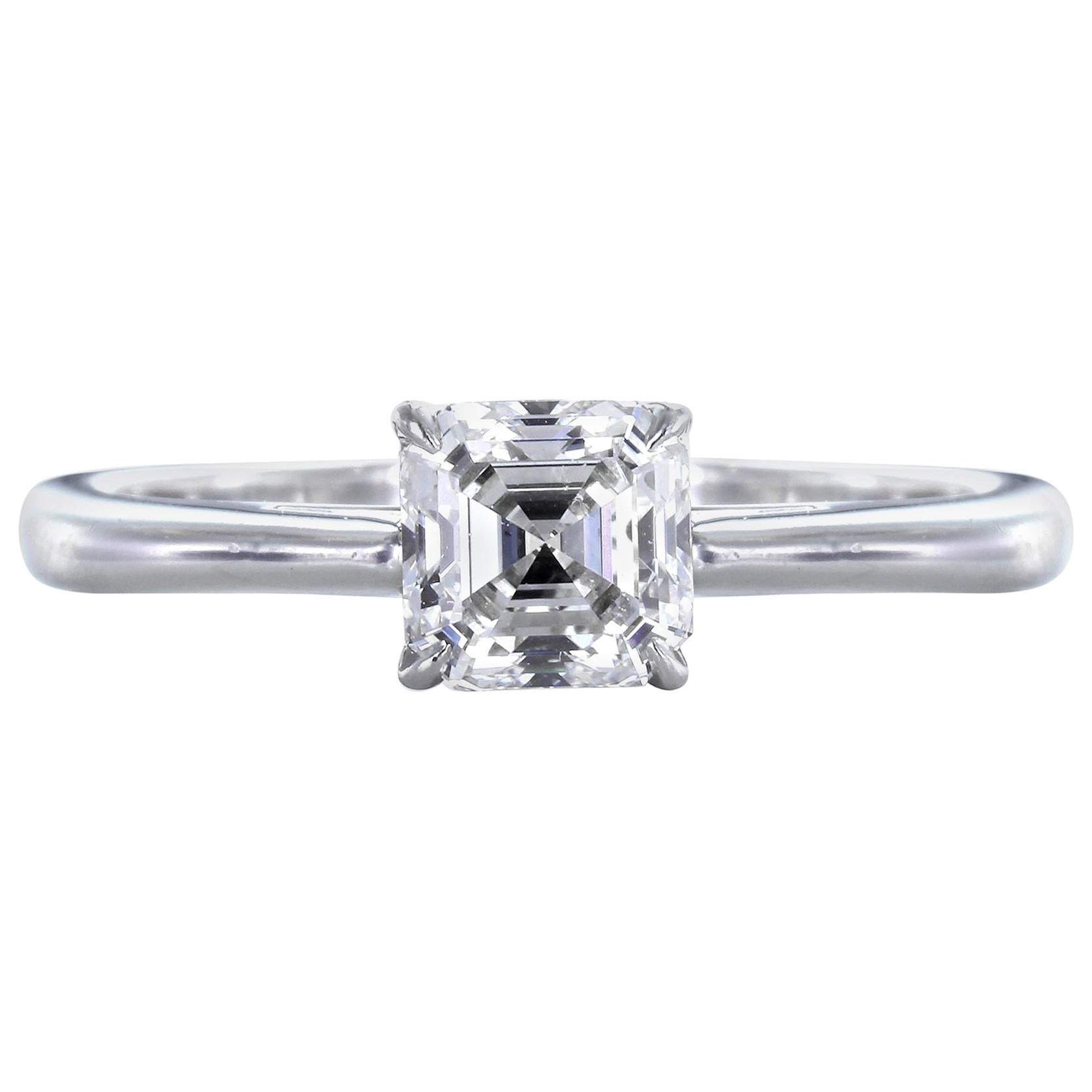 .81 Carat F/VS2 Ascher Cut Diamond Engagement Solitaire Ring 'Platinum' For Sale