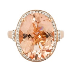 Bague en or rose 18 carats avec diamants et morganite de 8,1 carats