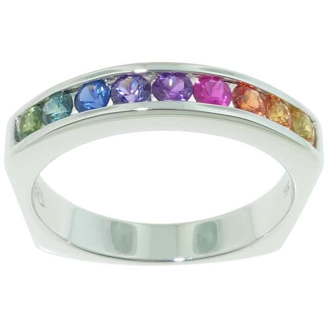 2.42 Carat Multi-Color Sapphire Ring For Sale at 1stdibs