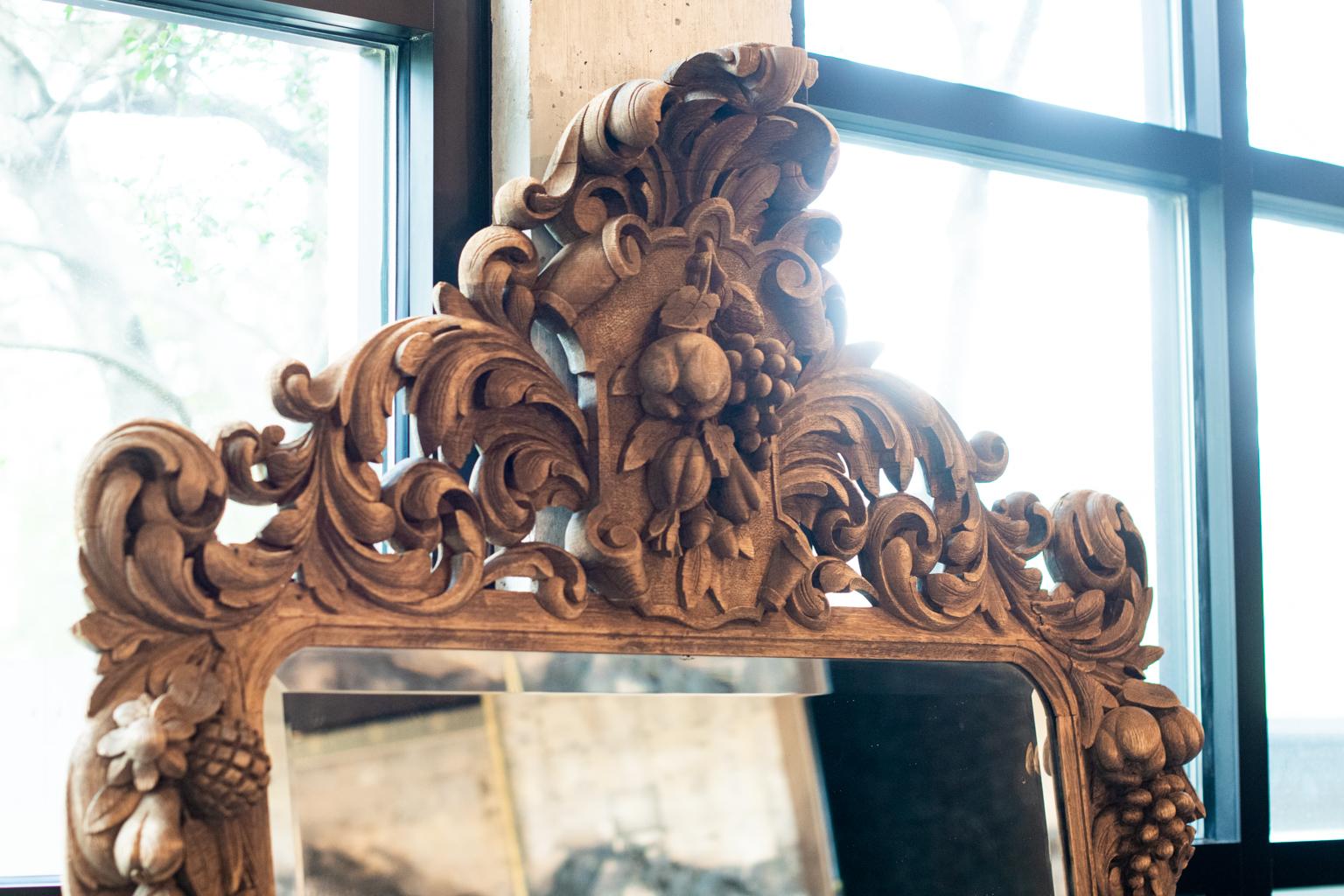 Carved Oak Mirror, France, 1880 In Good Condition In Austin, TX